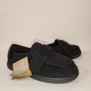 FOAMTREADS Physician L2 Comfort Slipper Women 7.5 Black Wool Adjustable Diabetic